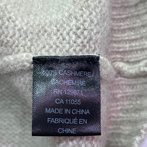 360 Cashmere Santi Beige Black Sweater Hamsa Peace Sign Sz Small - Picture 9 of 9